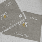 Linen Napkin With Gold Rings and Initials